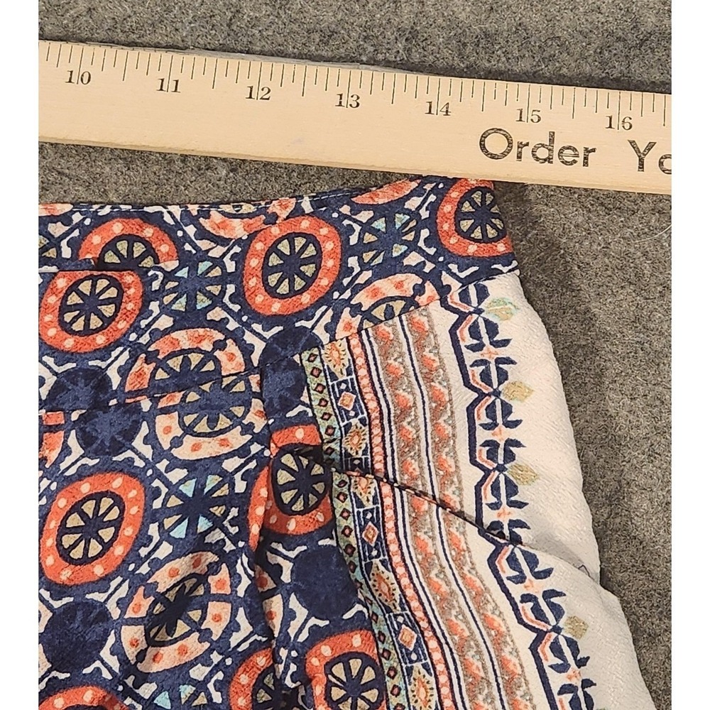 Elevenses Pants Womens 8 Multicolor Geometric Print Wide Leg Cropped Boho Crepe - Picture 6 of 10